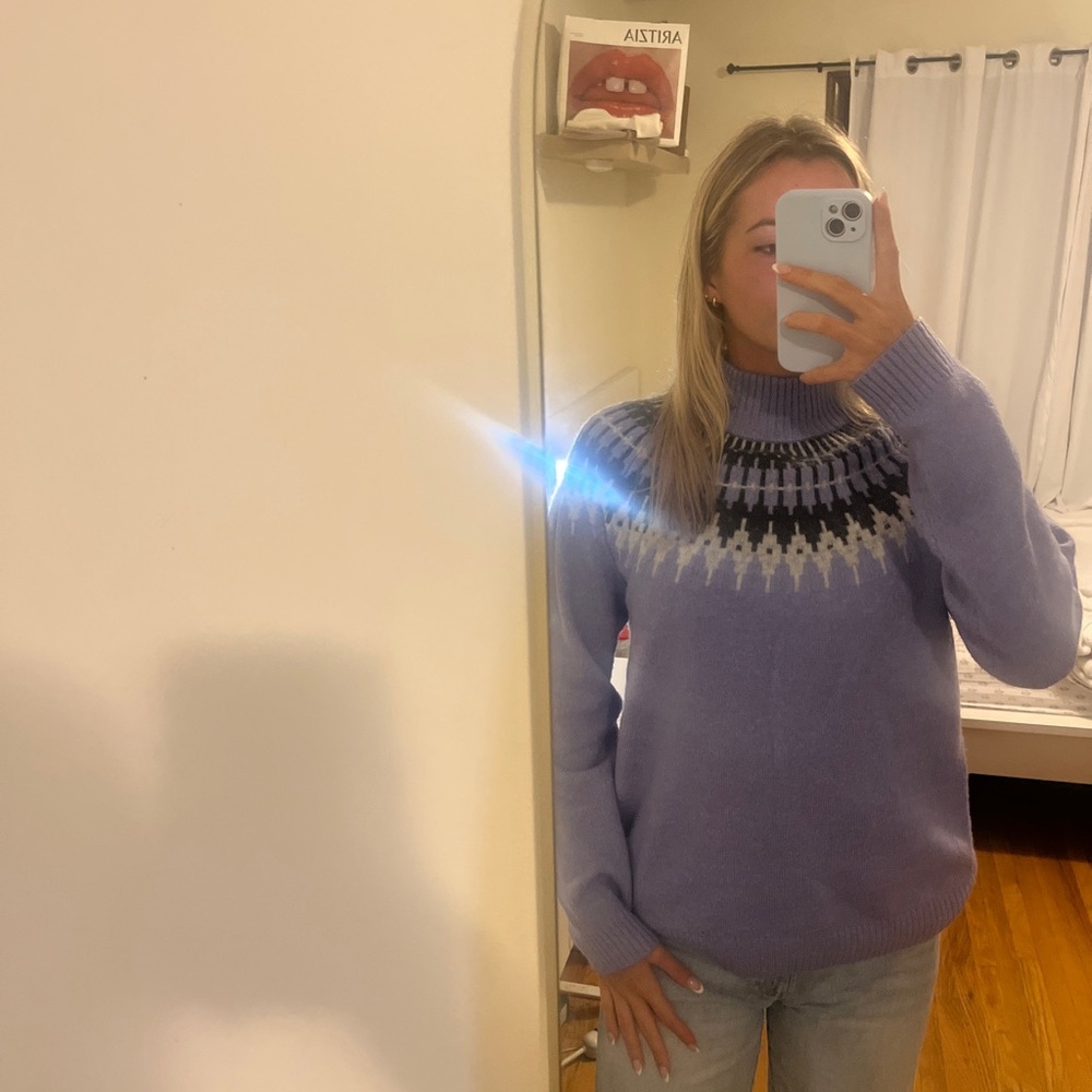Northern Reflections Lilac Fair Isle Mock Neck Sweater